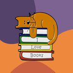 Pin Cat I Love Books