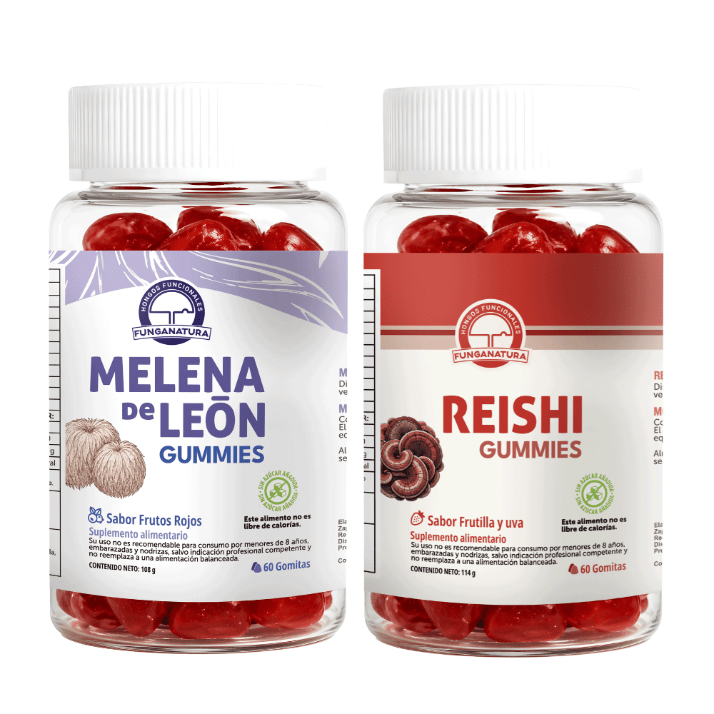Pack de 2 frascos de gomitas: Melena de León y Reishi, Bazar Fungi