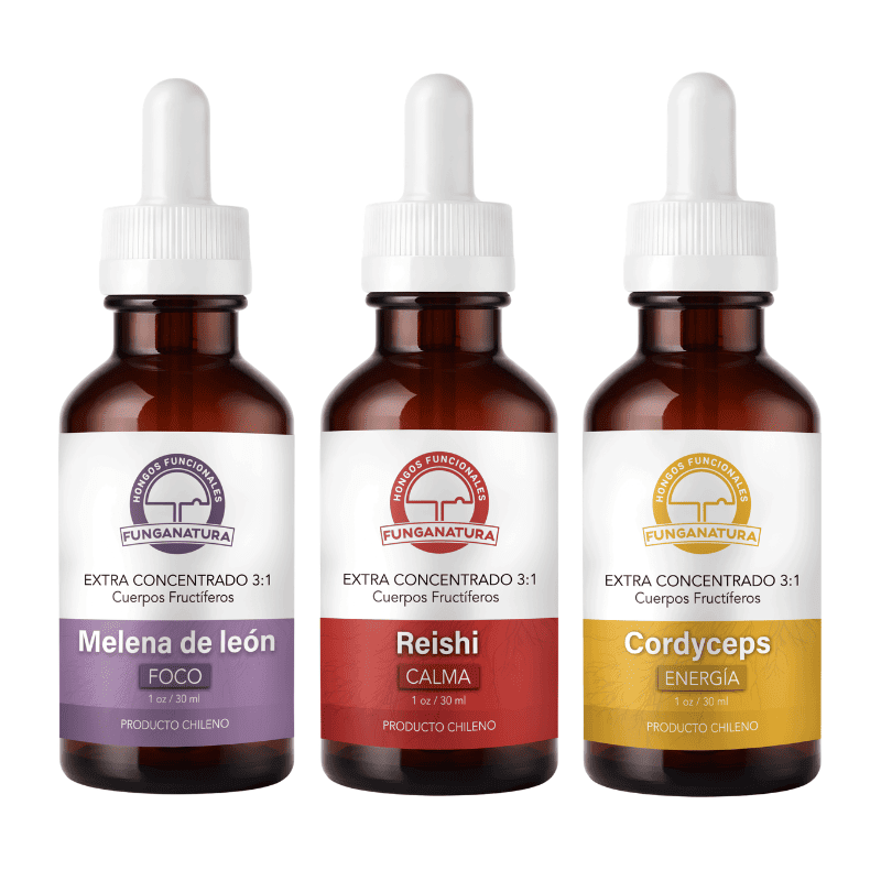 Tripack Equilibrio Energético Extra Concentrado — Melena de León + Cordyceps + Reishi